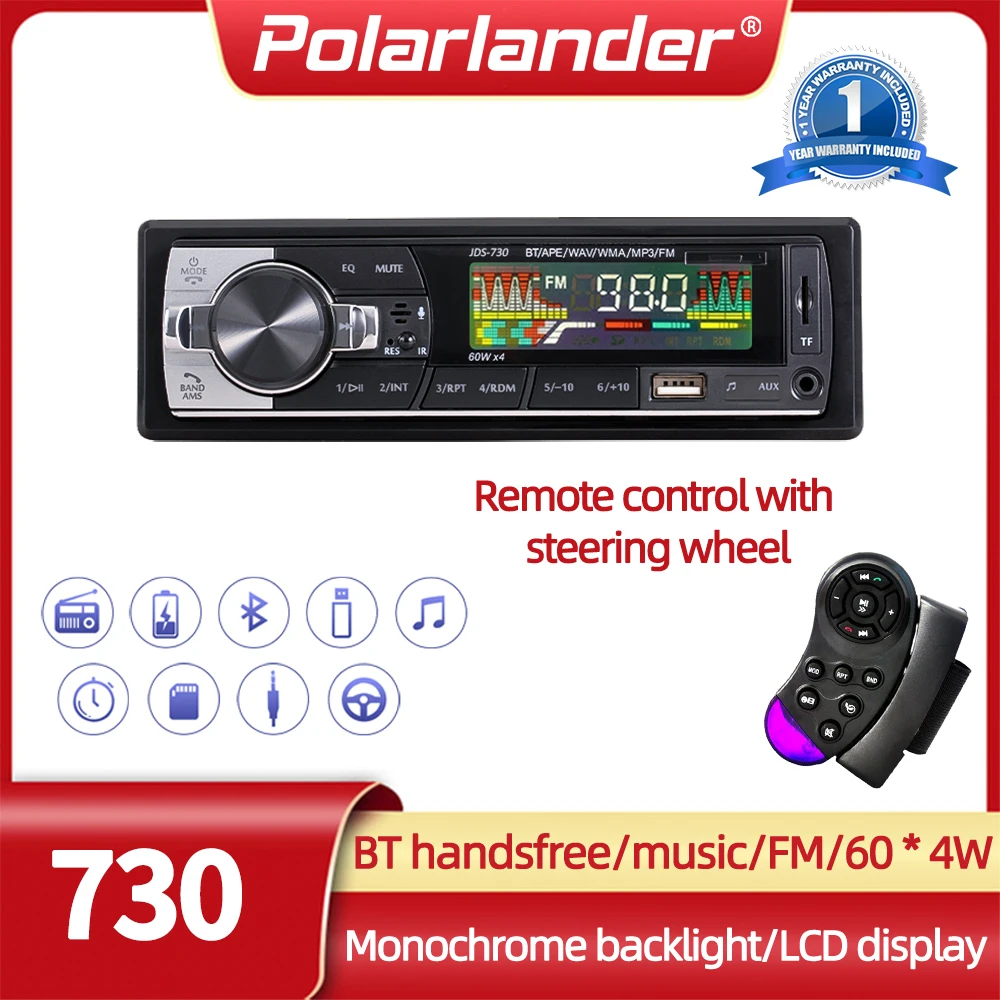 1 DIN Car Radio Car audio FM Bluetooth MP3 Audio Player Bluetooth cellphone Handfree USB/SD Stereo Radio In Dash Aux Input