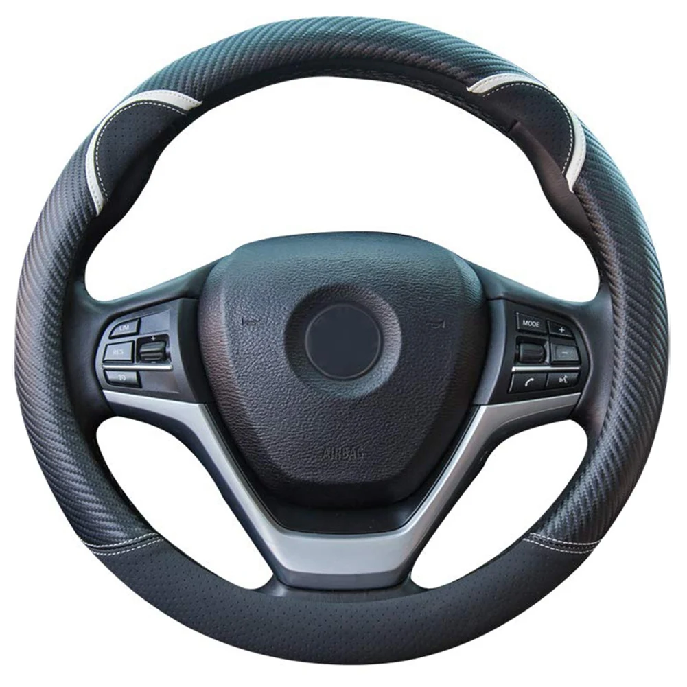 

Симпатичный чехол на руль из углеродного волокна, искусственная кожа, Автоматическое оформление, для женщин, универсальный, подходит для 15