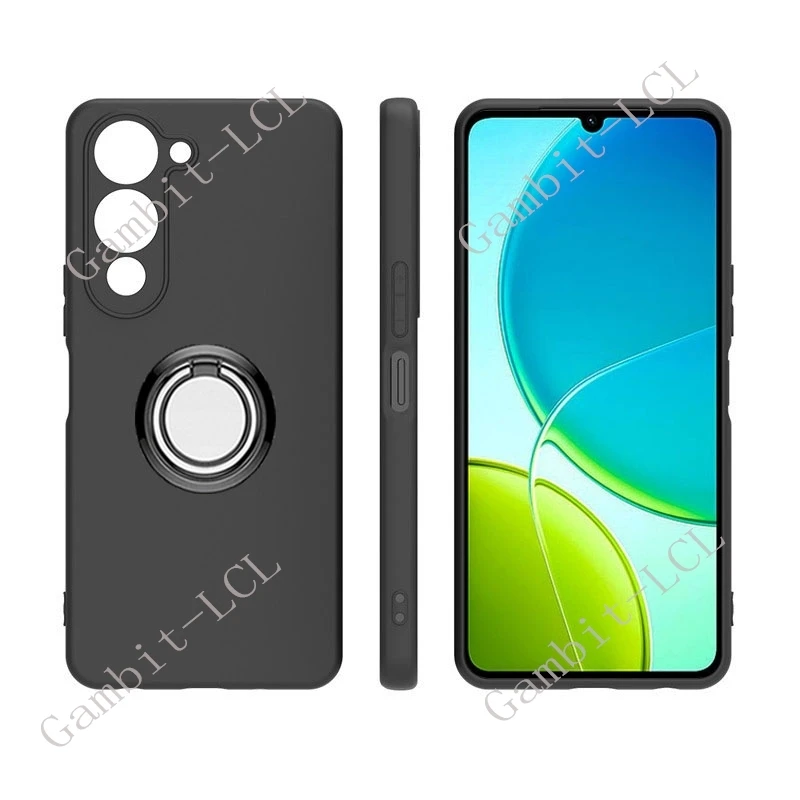 Enhanced Shockproof Soft Phone Case with Back Ring Holder Bracket, 6.74 Cover