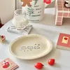 Cream Cat Oval Plate,Korean Plate,Tableware Cutlery Trays,Ceramic Dish Serving,Household Dessert Sushi Breakfast Fruit Plates 4