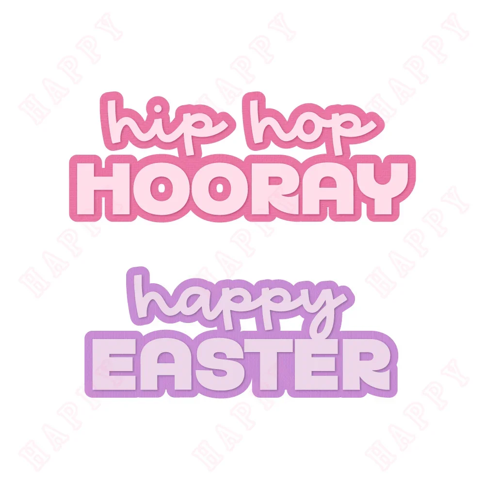 

2024 Embossing Template Hip Hop Hooray Easter Metal Craft Cutting Dies DIY Scrapbook Paper Diary Decoration Manual Handmade For