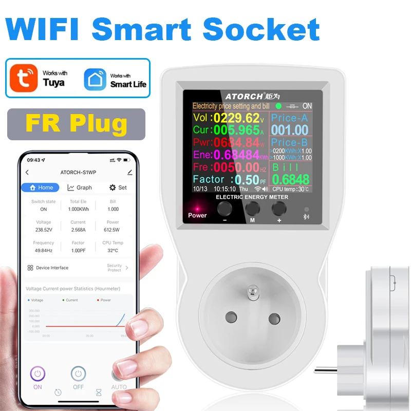 Prise intelligente smartLife connecté par wifi / Wattmètre / Type