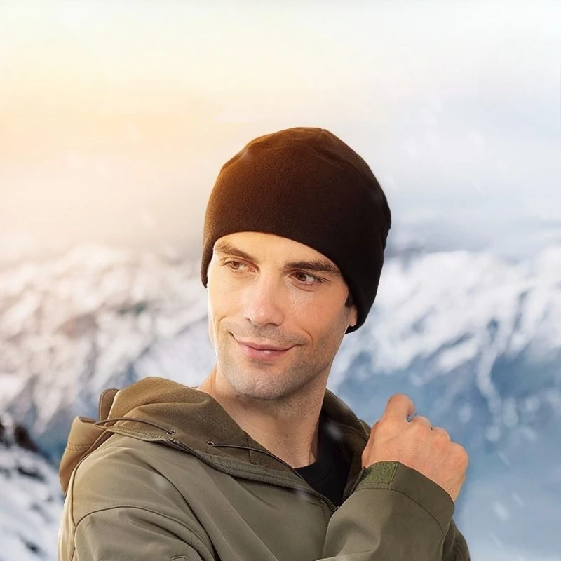 Herren Polar Fleece Mütze Winter Warme Outdoor-Sport-Skifahrer-Mütze Winddichte Weiche Beanie-Mütze Damen Ski-Fahrrad-Mütze – Detail 5