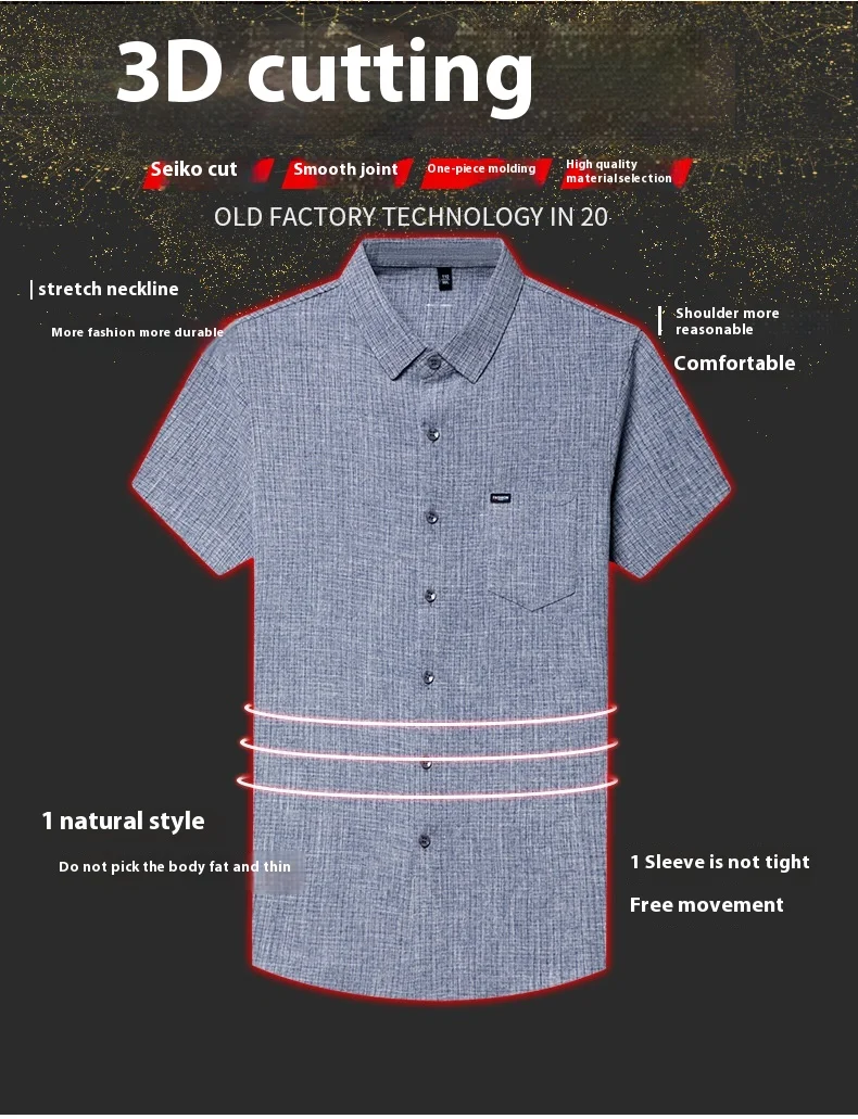 Description Picture 5 of itemSummer Mulberry Silk Linen Short Thin Casual Business Men's Half Sleeved Inch Shirt Real Pocket
