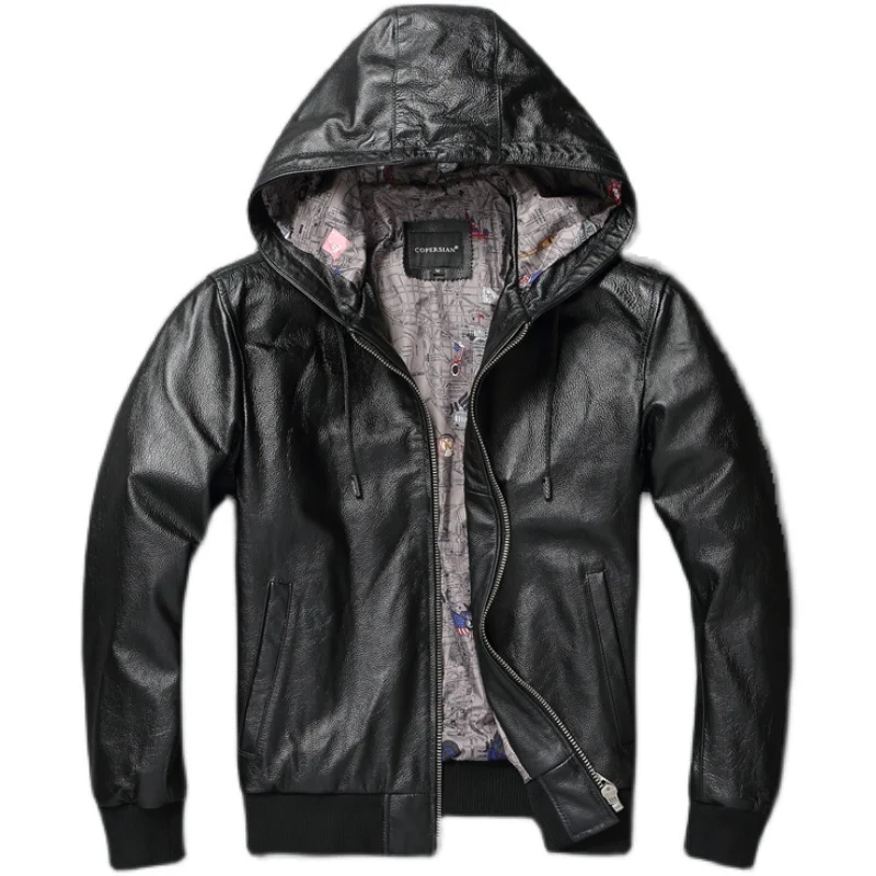 Men Leather Jacket Genuine Cowhide Slim Fit Male Skin Coat Spring Autumn