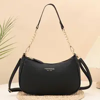 Classic solid color vintage crescent shoulder bag, stylish and exquisite large-capacity women's shoulder bag
