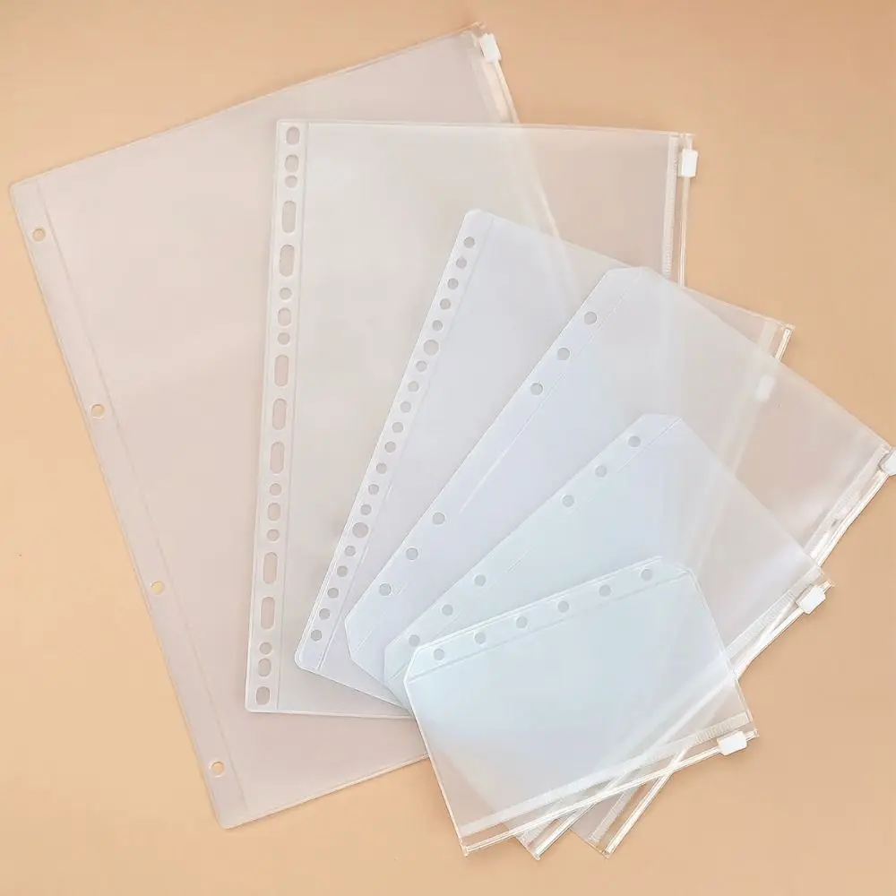 PVC 루즈리프 노트북 내부 가방 프로스트 방수 바인더 보관 포켓 A4/A5/A6/A7/B5 루즈리프 지퍼 가방 선물