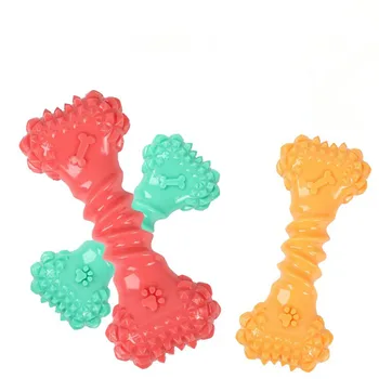 Dog Bone Squeaky Toy - Molar Teeth Cleaning Chew Toy for Dogs, Boredom Buster Interactive Pet Supplies,