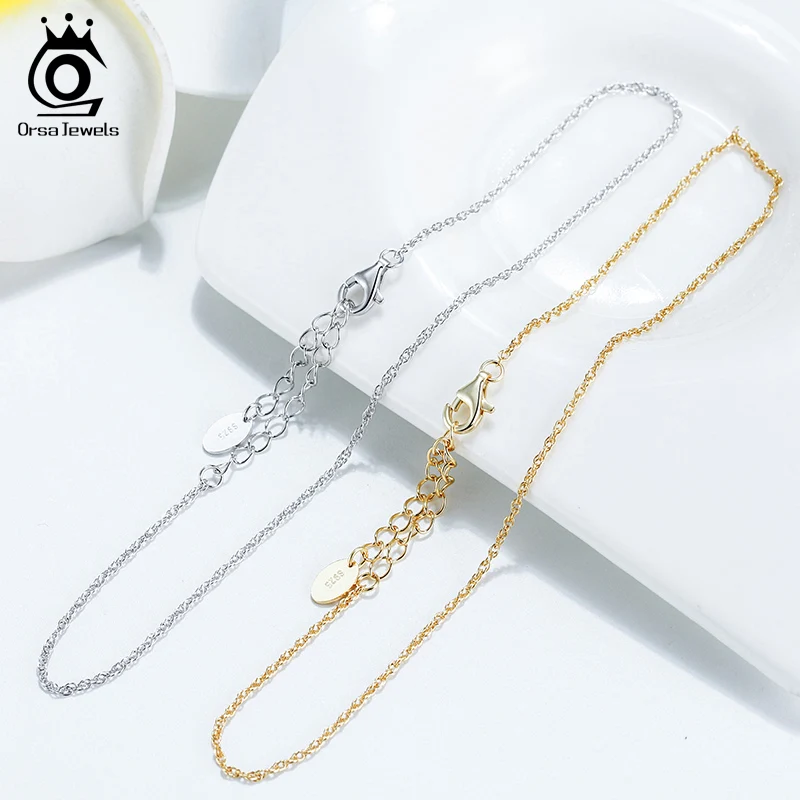 Anklet bracelets silver anklets ankle chain ORSA JEWELS 925 Sterling Silver Anklets Chain Minimalist Link Chain Foot Bracelet Summer Beach Accessories Women