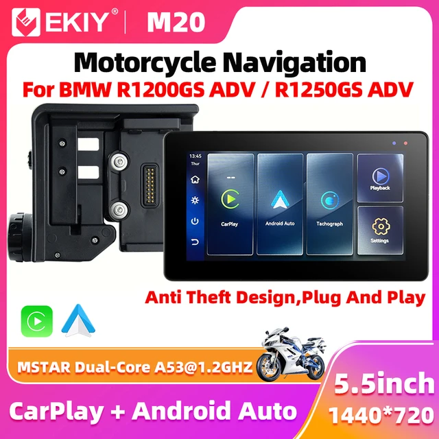 EKIY 5.5" For BMW R1200GS R1250GS Wireless CarPlay Moto Android Auto Portable Digital Motorcycle Dashboard GPS Navigation Screen