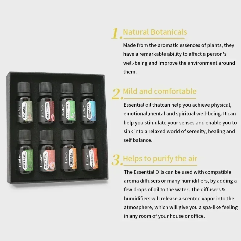 10ml Water-Soluble Aromatherapy Essential Oil Refill for Humidifiers,Flameless Diffuser Liquid, Aromatherapy Machine Set