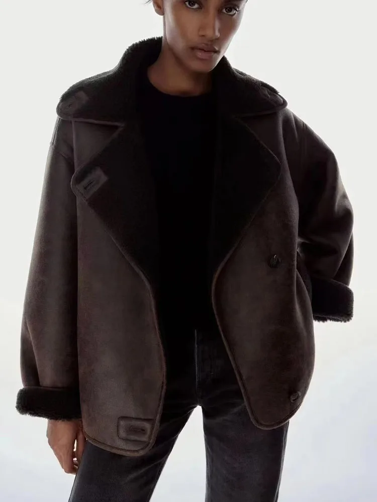

High quality 2023 autumn and winter new fashion women's fur loose thickened warm double-sided jacket .fur coat