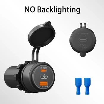 Presa per caricabatteria da auto doppia USB PD QC3.0 da 100 W (tipo C e tipo A) ricarica rapida 12 V/24 V per iPhone Samsung Xiaomi Huawei auto camion barca