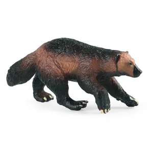 Simulation  solid wildlife model wolverine mink bear children's cognitive plastic toy scene ornaments wholesale