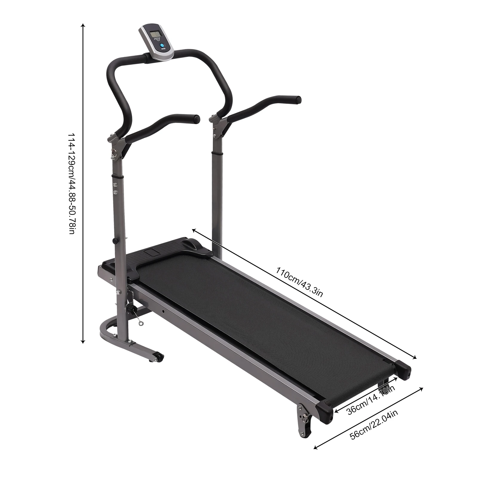 Folding Treadmill W/ Incline for Home Portable Running Exercise Black 265lbs