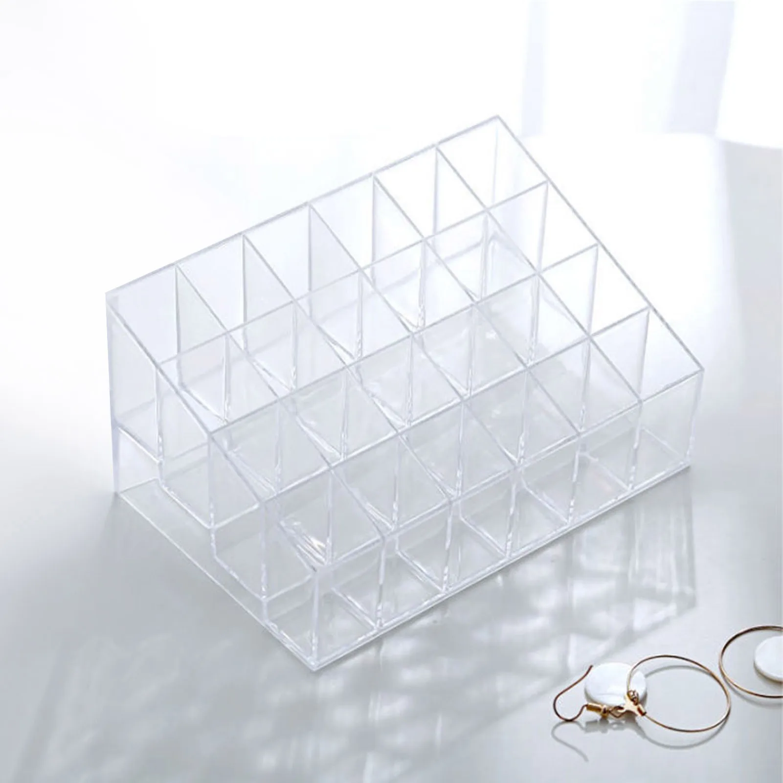 Clear 9/24/36/40 Grids Acrylic Makeup Organizer Lipstick Holder Display Rack Case Cosmetic Nail Polish Make Up Organiser Tool 5