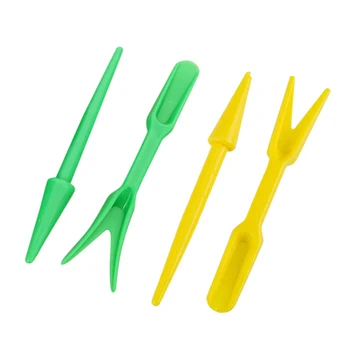 Dispositivo per Trapianto di Piantine in Plastica + Punzoni per Fori, Strumento per Semina di Piante Succulente, Accessori per Giardinaggio Verde/Giallo