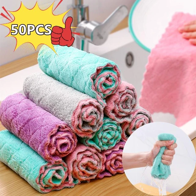 10pcs Microfiber Dishcloth Absorbent Rags For Kitchen Dishes