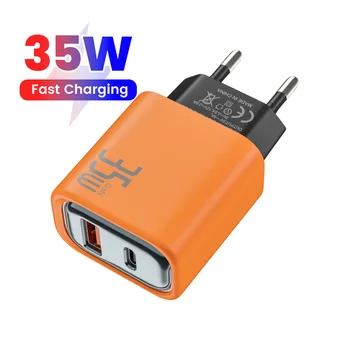 Caricabatterie USB/Type C da 35W, PD20W, Adattatore di Ricarica Rapida QC3.0 per iPhone e Samsung