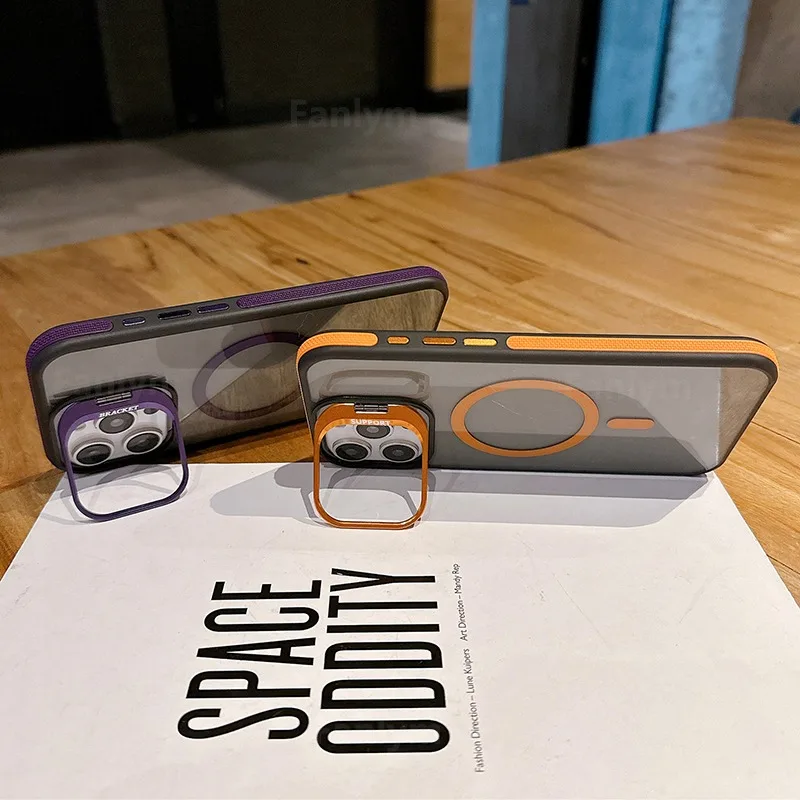 Sleek Black Transparent Magnetic Phone Case with Camera Lens Cover