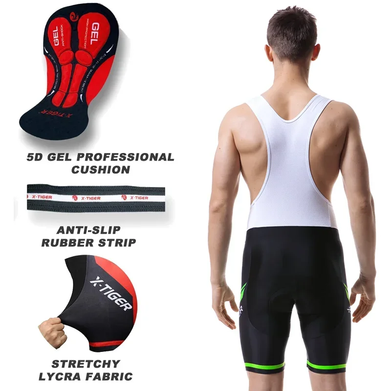 Cycling Bib Shorts X-TIGER Pro Mountain Bike Summer ShockProof 5D GEL Pad Cushion MTB Bicycle Bib Tights Triathlon cycling bib shorts