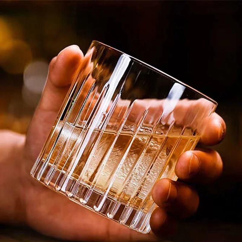 Drinking Glass 290ml/335ml Crystal Glass Vertical Striped Coffee Cup Crystal-clear Wine Glasses Transparent Water Dispenser Household Tumbler