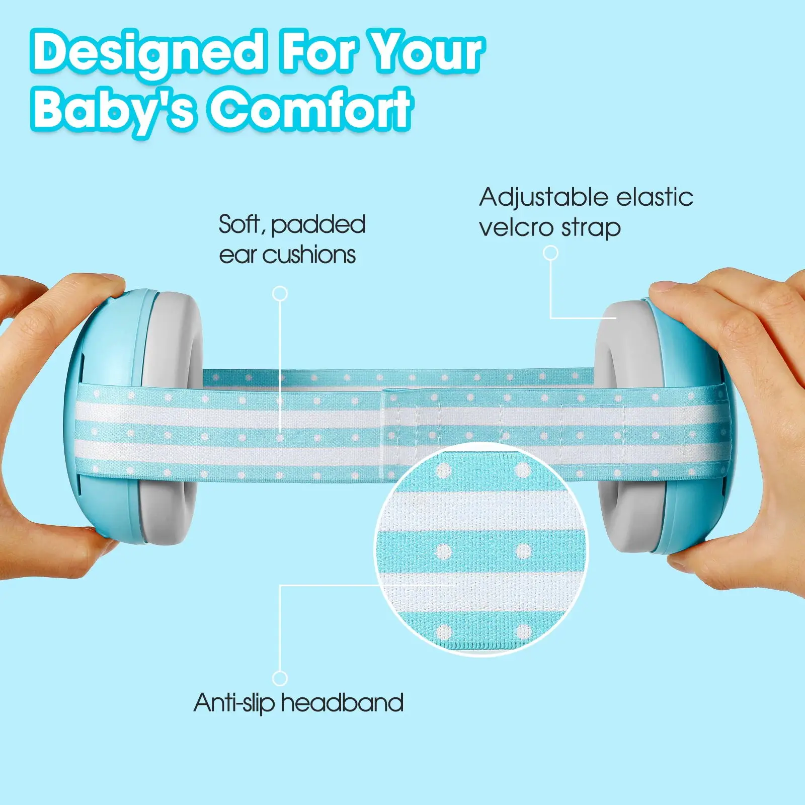 YHKEMA Baby Noise Canceling Ear Muffs Adjustable Headphones for Infant Ages 0-3 Years Baby Ear Protection Helps Improves Sleep