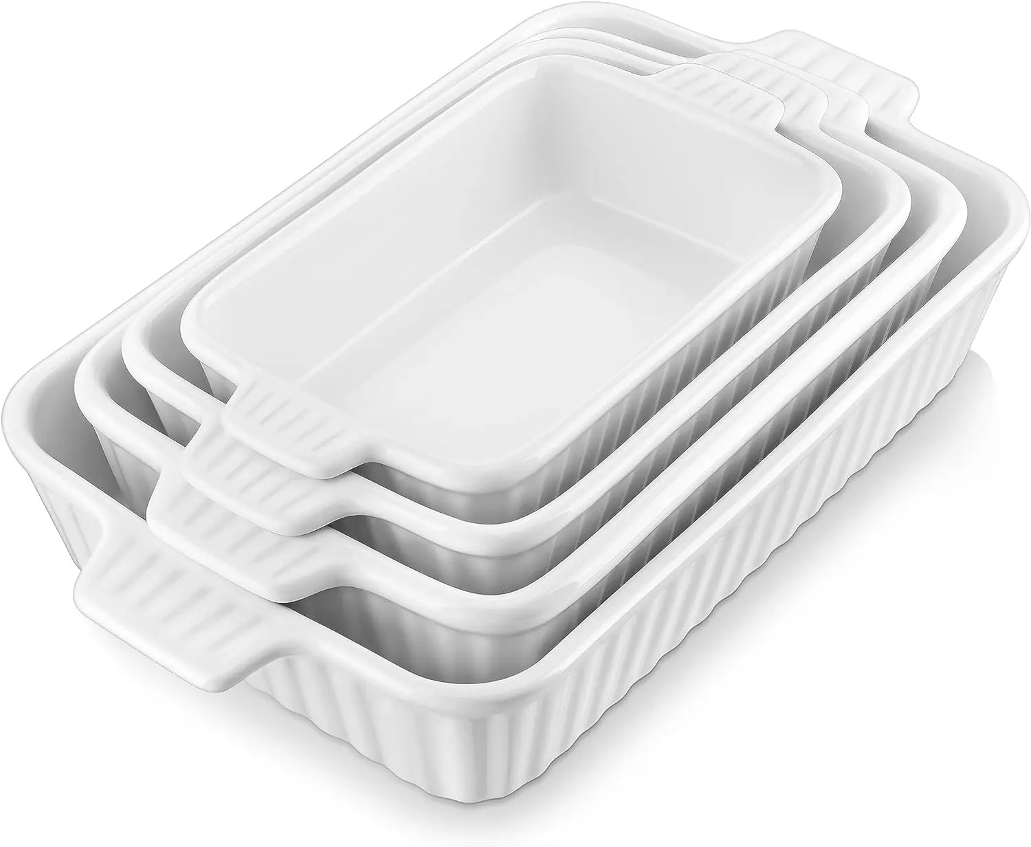 

MALACASA Casserole Dishes for Oven,Rectangular Lasagna Pans Deep with Hand,Porcelain Baking Dishes, Ceramic Bakeware Sets of 4,