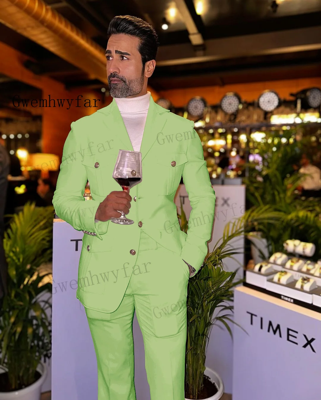 Gwenhwyfar Mint Green Affrica Slim Fit Men Suits 2 Pcs Tuxedos Terno Masculino Blazer Sets Groom Wedding Prom Costume Homme