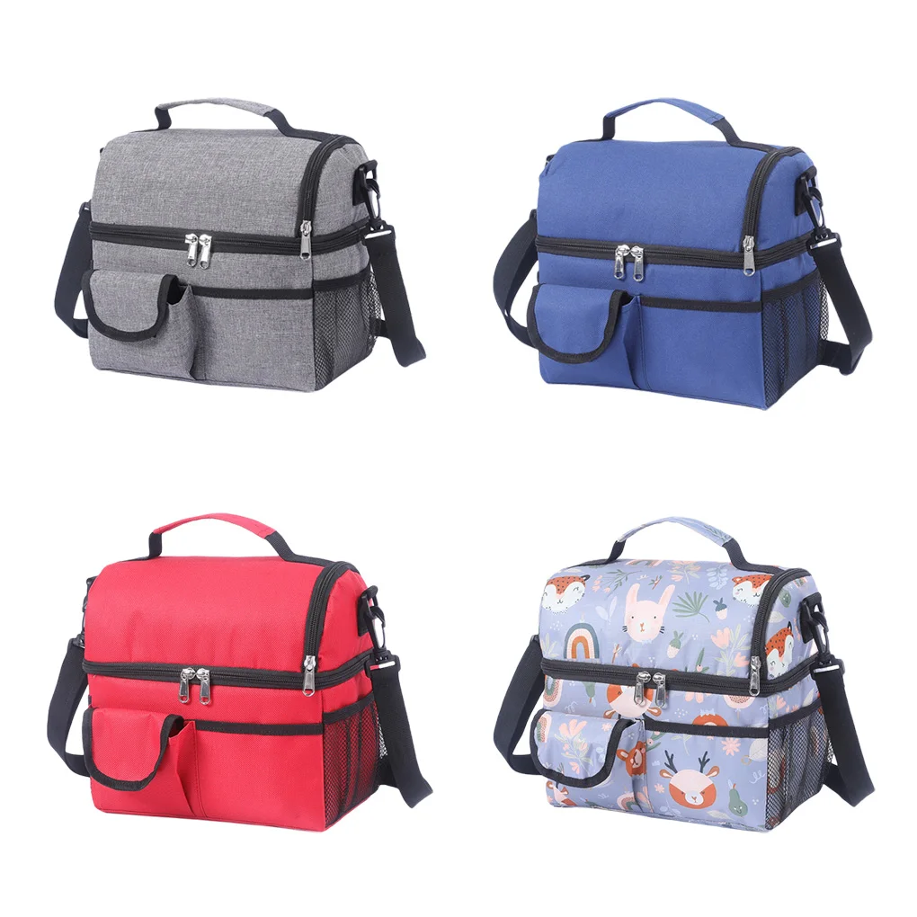 

Food Bag Portable Thermal Insulation Cooler Grocery Double Layer Carrier Sack Tote Organizer Supplies Dark Blue