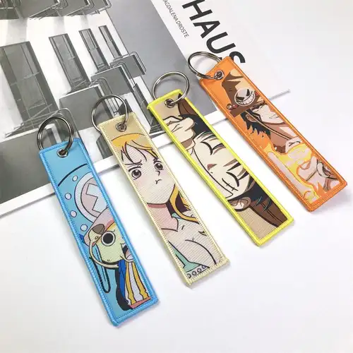 One Piece Anime Key Chains with Cute Jet Manga Embroidery Fashion Key Tag for Jewelry Accessory Key Ring Holder Gift Anime Fans - Image 2