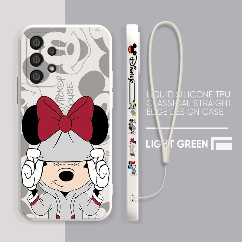 thumbnail image 1 of Disney Mickey Minnie Mouse Phone Case For Samsung A73 A53 A33 A52 A32 A71 A51 A21S A03S A50 A30 5G Liquid Left Rope Funda, 1 of 4