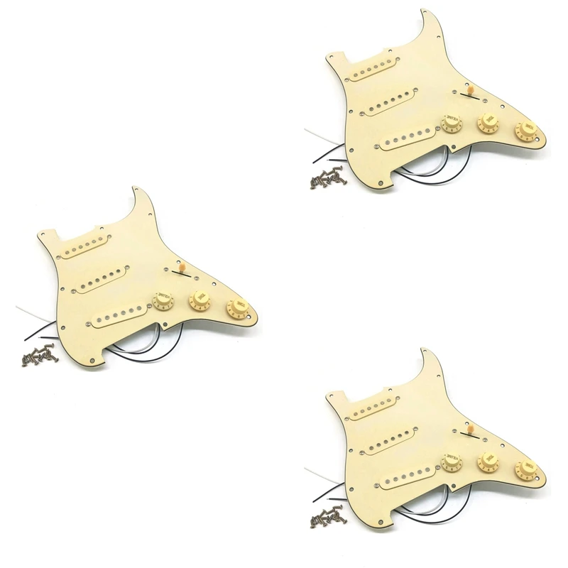 

3X Electric Guitar Pickguard Pickups Loaded Prewired Scratch Plate Assembly SSS Yellow