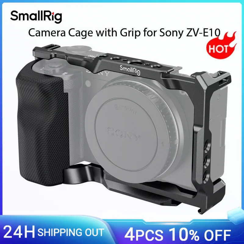 SmallRig for Sony ZV-E10 Cage with Silicone Grip and Built-in