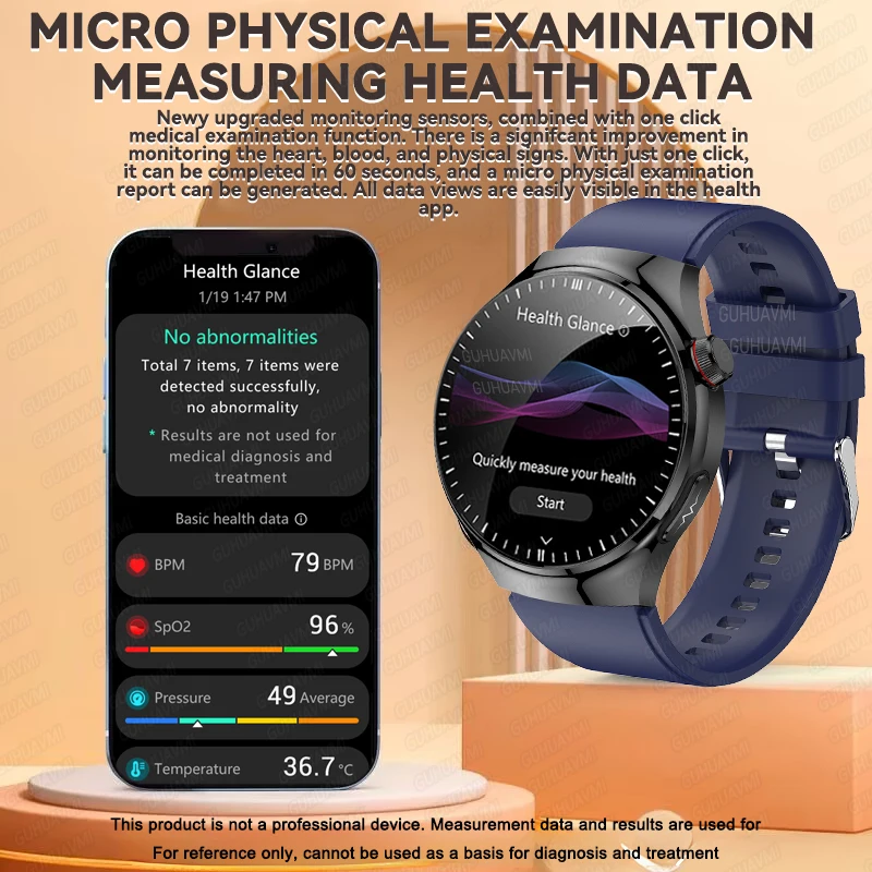 2026년 신형 건강 미세검사 스마트워치 사파이어 AMOLED 스크린 ECG+PPG 혈중지방 요산 기능 모니터링 통화 스마트워치