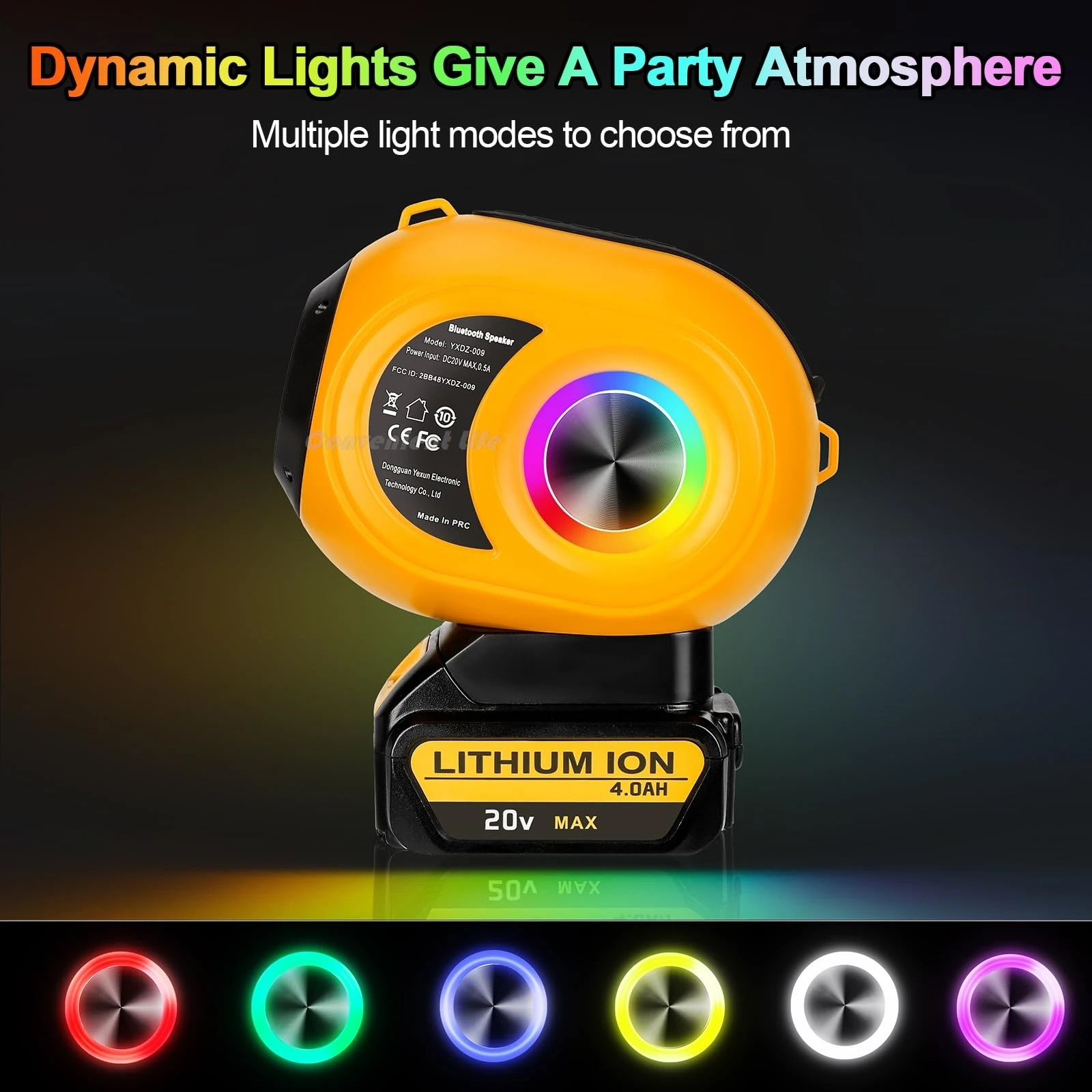 Wireless Bluetooth Speaker Compatible with DeWalt 20V Max Battery TWS Paring BT5