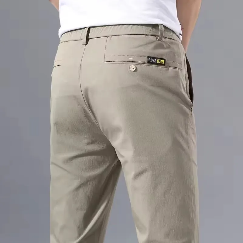 Men's Slim Fit Stretch Cotton Trousers - Classic Business Casual Golf Pants