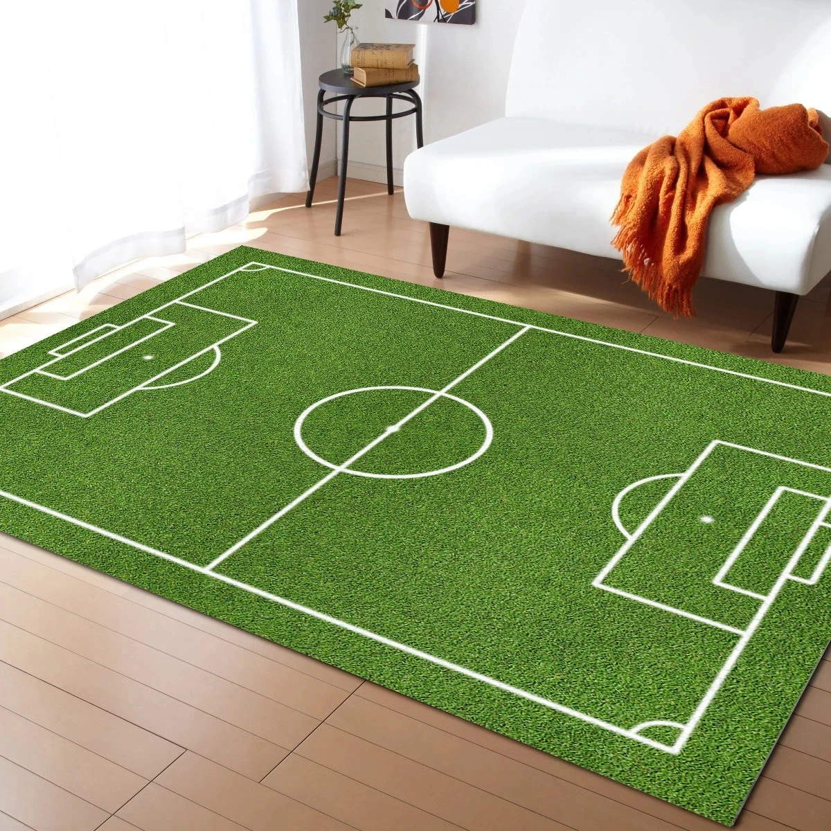 Tappeto Sportivo Calcio 60x90 Cm Giallo | Morbido In Velluto Corallo Con Retro Antiscivolo | Per Camera Da Letto, Soggiorno, Bagno E Zerbino - 2