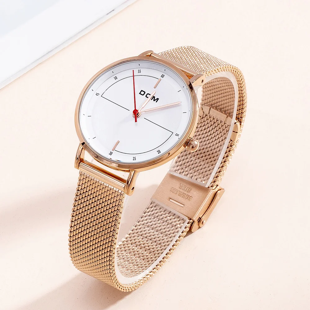 DOM Simple Luxury Women Watch  Casual Waterproof Ladies Ultra Thin Quartz Watch Mesh Strap Clock Relogio Feminino Free Shipping