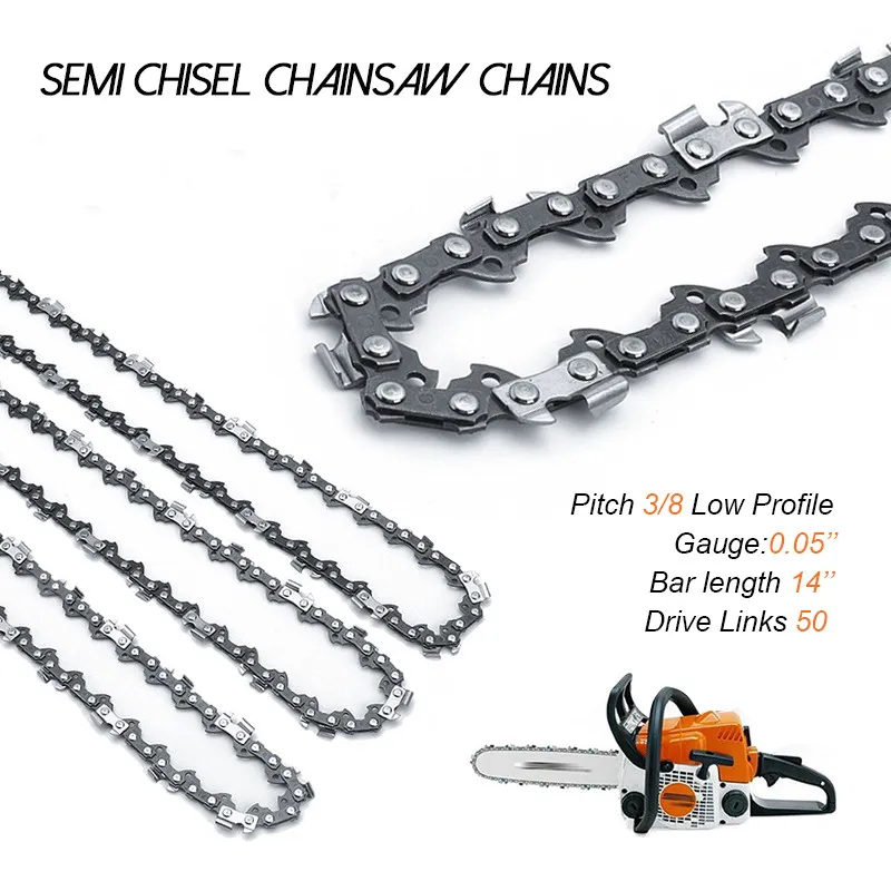 10/12/14/16/18/20 Inch Chain Saw 3/8 Pitch LP Thickness 050 Logging Saw Chain 40 47 50 62 64 70 DL For Electric chainsaw chain
