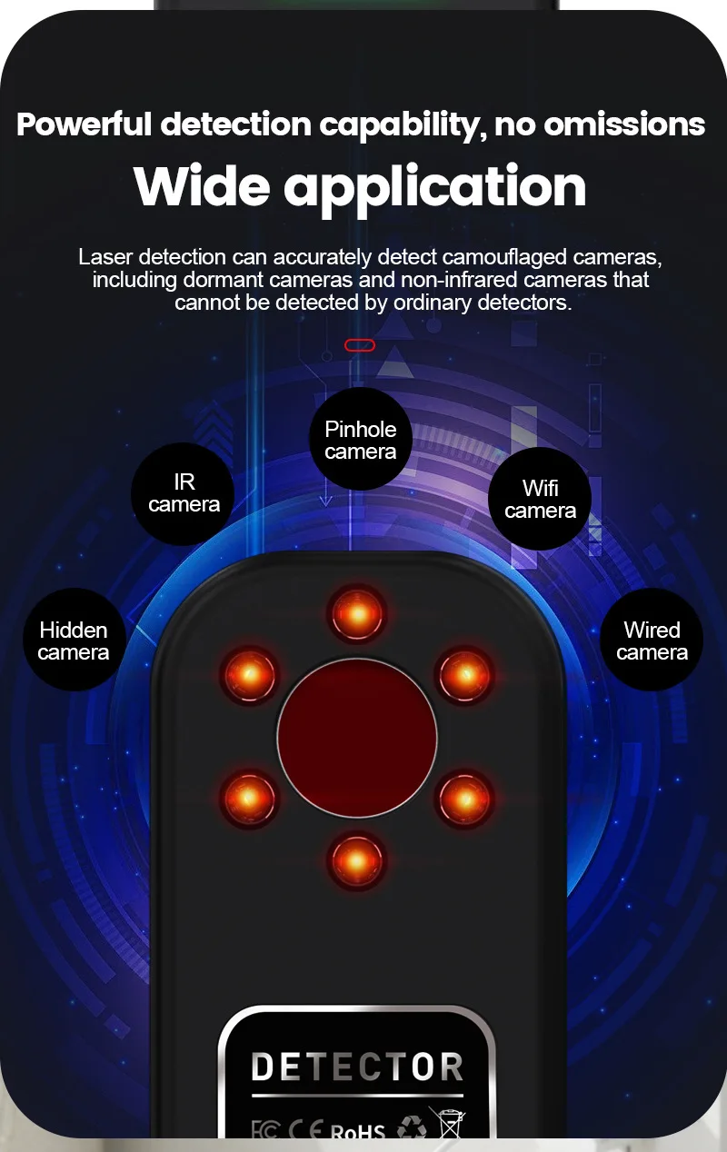 Signal Detector Anti Tracking Eavesdropping Stealing Anti Candid Hidden Pinhole Infrared Camera Car Positioning Long Distance F8