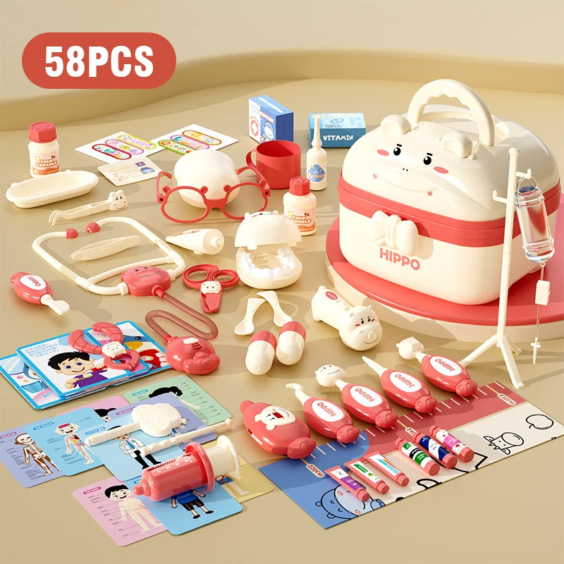 Kids Doctor Set 37-72PCS Pretend Play Hospital Kits Medical  Tool Bag Dentist Nurse Games Children's toys for Girls Gifts 6