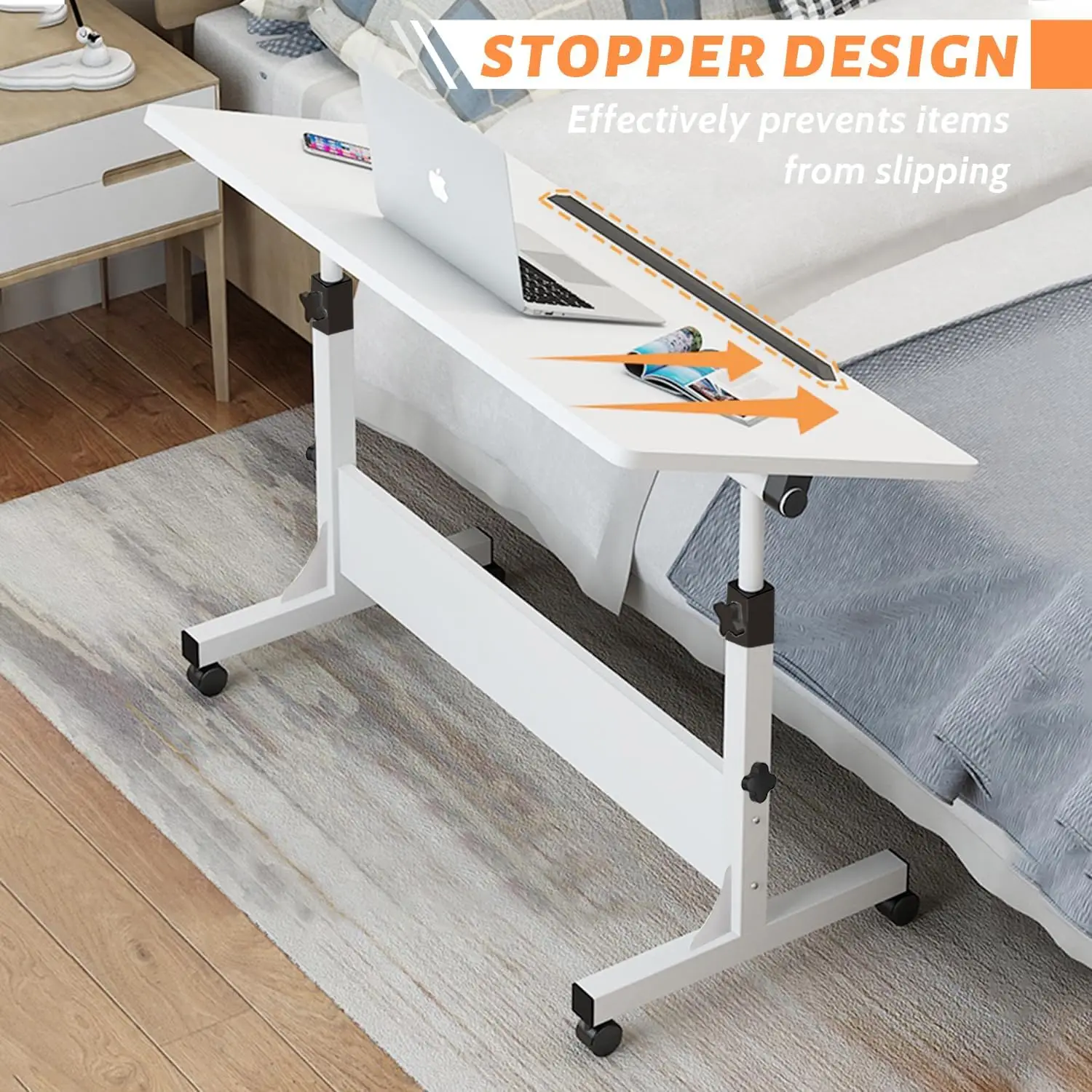 Rolling Desk Adjustable Height,Portable Laptop Desks,Small Standing Desk with Wheels for Home Office