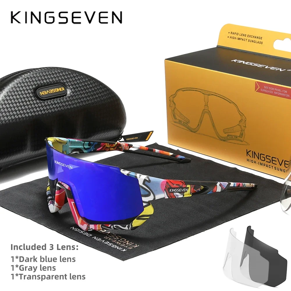 KINGSEVEN Fahrrad-Sonnenbrille für Herren und Damen, MTB-Fahrradbrille, UV400, polarisiert, Angelschutz, photochrome Fahrradbrille