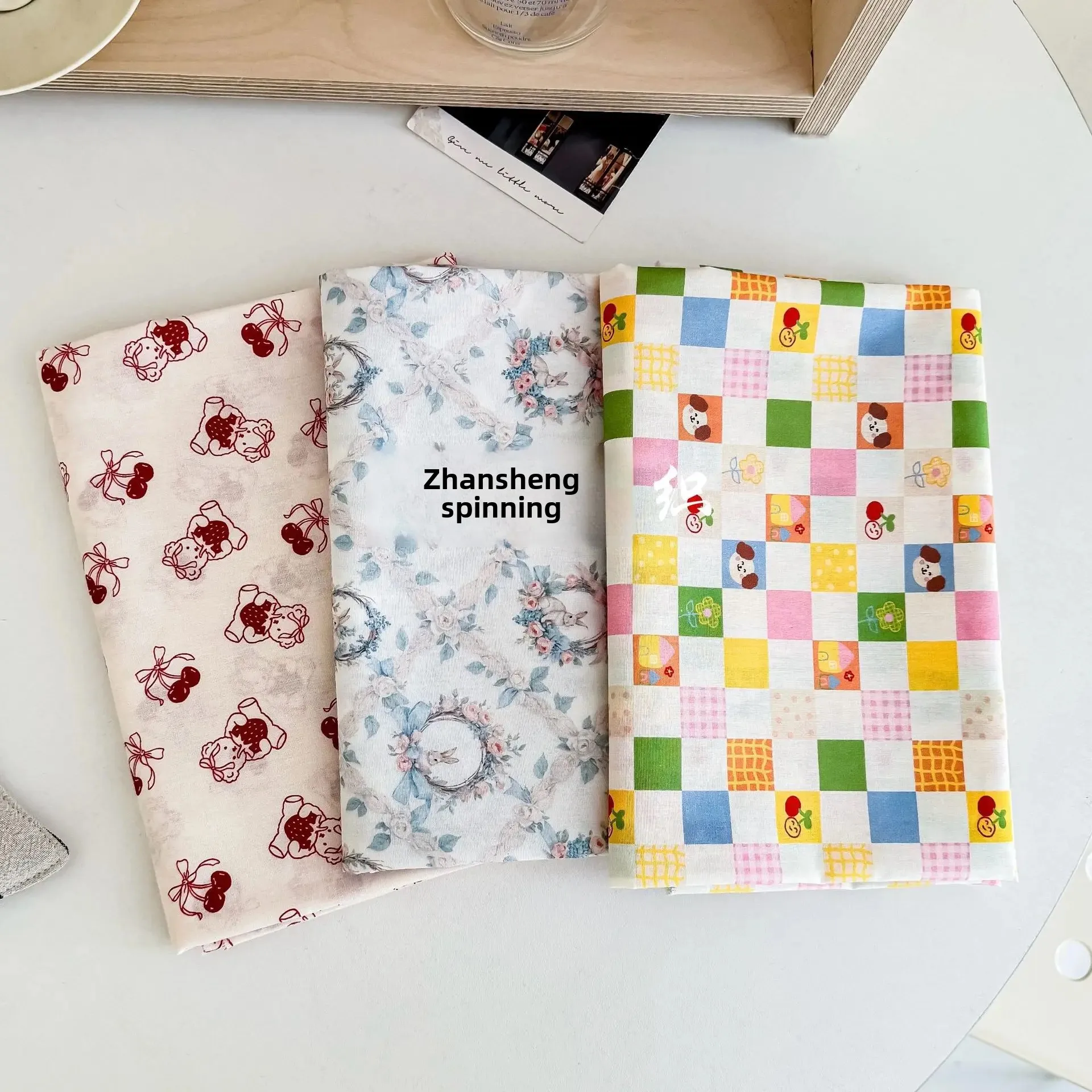 Cotton Digital Print Fabric Cute Cartoon Animal Floral Print Makeup Bag Travel Bag Nightgown Shirt Children's Clothing Dress