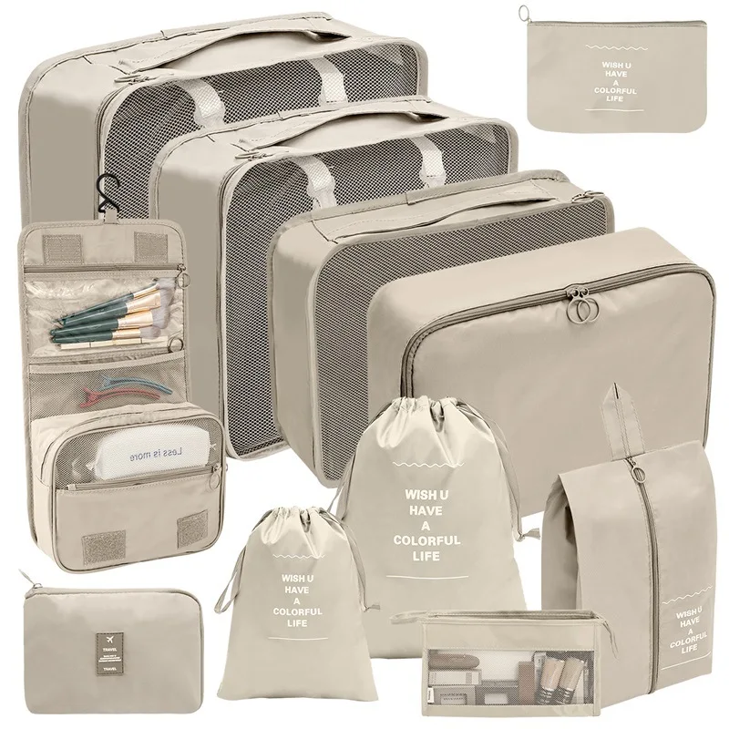 7/8/9/10 Pcs Set Travel Organizer Storage Bags Suitcase Packing Cubes Set Cases Portable Luggage Clothes Shoe Tidy Pouch Folding 2
