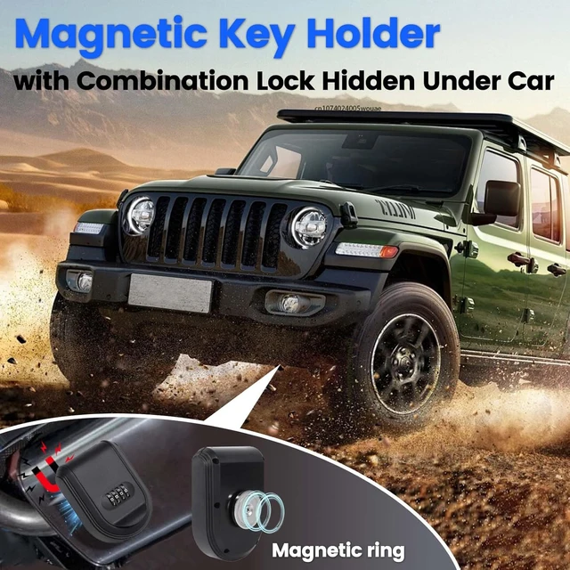 Magntic Key Lock Box with 4 Digit Combination Lock Hider Under Car Magnetic Key Holder with Strong Magnet for Indoors Outdoor 5