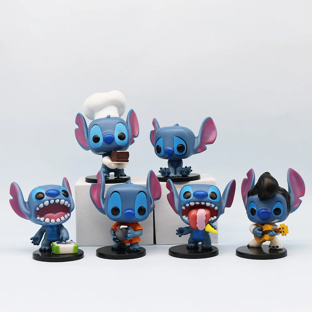 

6pcs Disney Stitch Model Doll Action Anime Figures Model Cute Cartoon The Big Head Doll Toy Esports Room Desktop Ornament Gifts