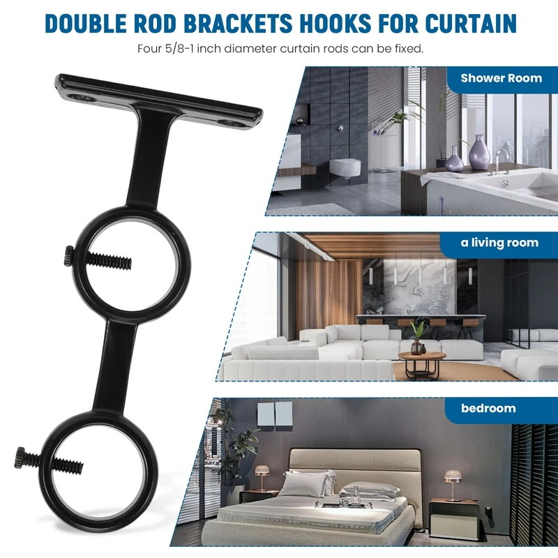 Curtain Rod Bracket Sturdy Adjustable Double Curtain Rod Brackets Circle Curtain  Rod Holders For Diameter Below 1.1 Inch