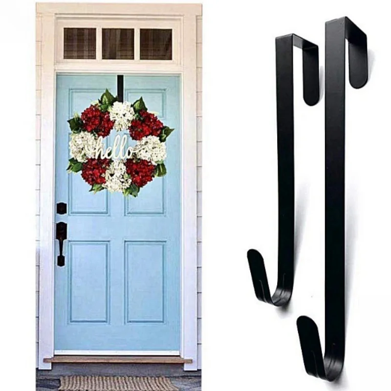 Wreath Hanger for Front Door Halloween Christmas Easter Decoration Metal Over The Door Single Hook Ornament Wreath Hanger